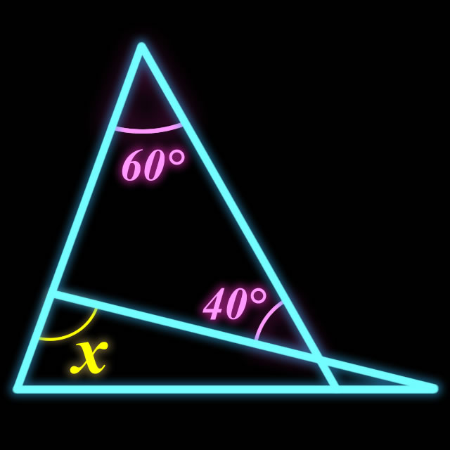 【脳トレクイズ】シンプルに考えて！Xの角度を求めよ