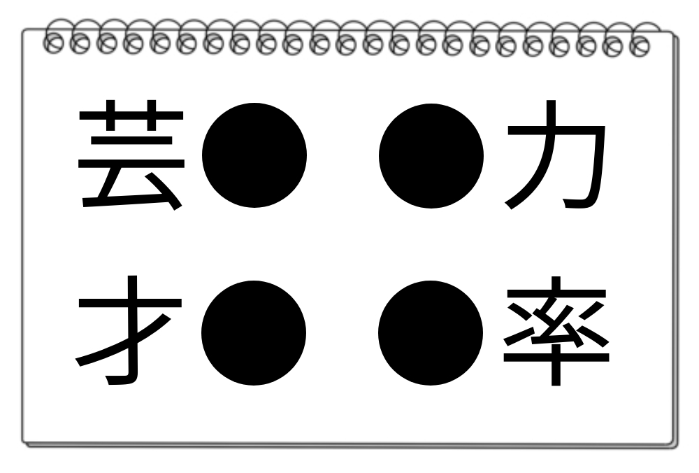 【脳トレクイズ】4つの「●」にあてはまる漢字は？脳トレクイズに挑戦しよう！